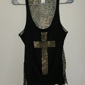 Black Camo Cross Tank Top